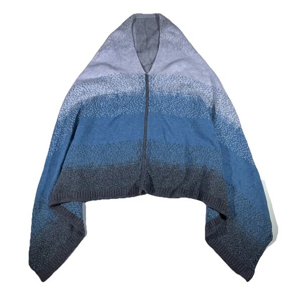 Claudia Nichole Merino Wool Cashmere Wrap Cardigan Poncho Blue Ombre One Size - Picture 1 of 5